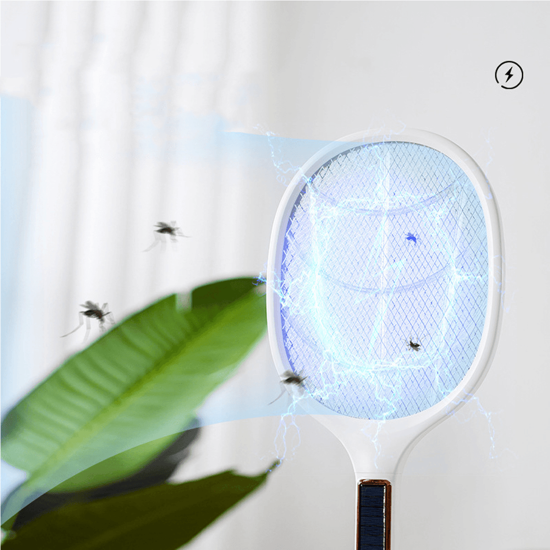 3000V 5W Electric Fly Swatter Usb/Solar Rechargeable Intelabe Bug Zapper with 3-Layer Safety Mesh - MRSLM