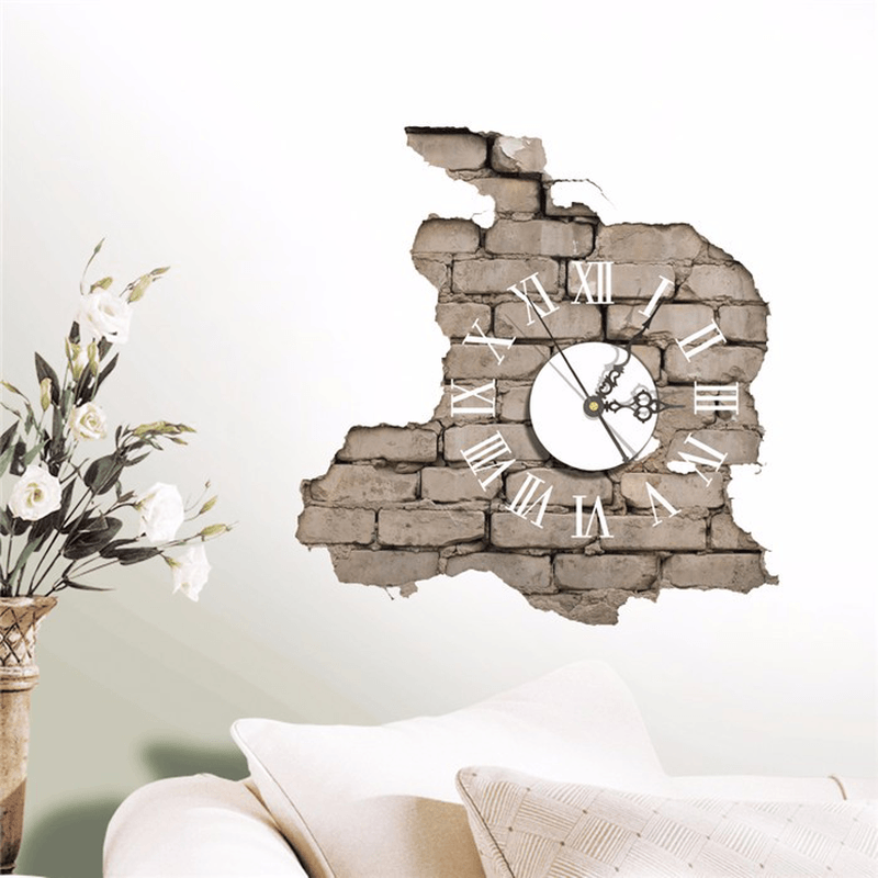 PAG STICKER 3D Wall Clock Decals Breaking Cracking Wall Sticker Home Wall Decor Gift - MRSLM