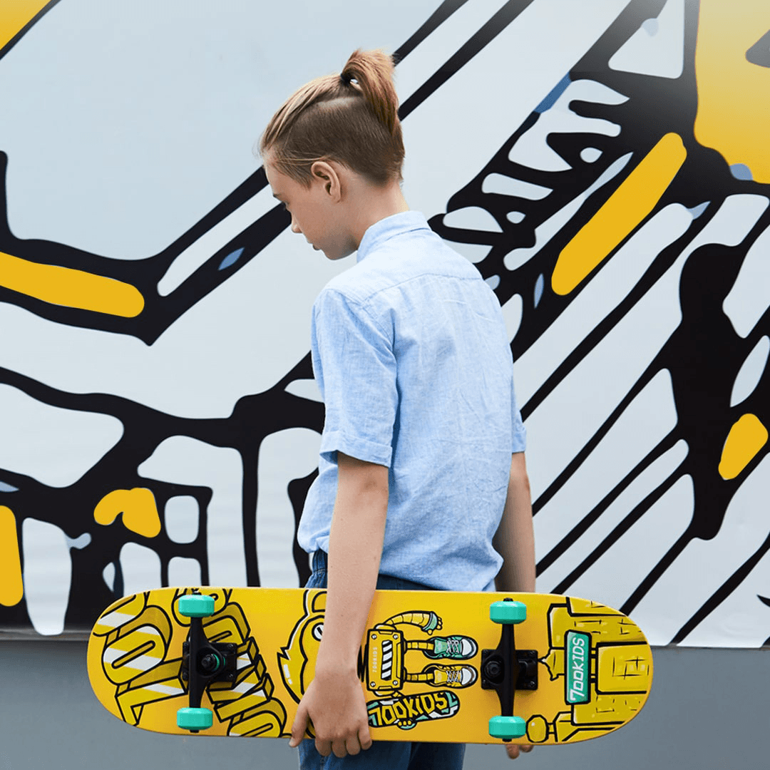 700Kids/Robot Monkey Double Warped Skateboard from 100Kg Bearing Kids Teenagers Skateboard - MRSLM