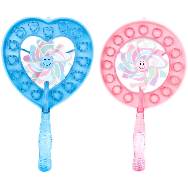 Girly Heart Bubble Wand Five Hole Multi Bubble Heart-Shaped Pinwheel Bubble Wand - MRSLM