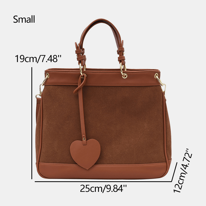 Women Frosted Large Capacity Handbag Tote Vintage PU Leather Suede Patchwork Crossbody Bag Shoulder Bag - MRSLM