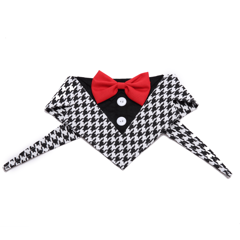 Formal Dog Bow Ties Tuxedo Bandana Collar with Bowtie Adjustable Neckerchief for Party - MRSLM