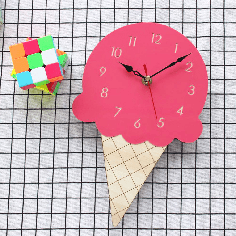 Home Cartoon Creative Wall Clock Living Room Acrylic Ice Cream Children'S Clock - MRSLM