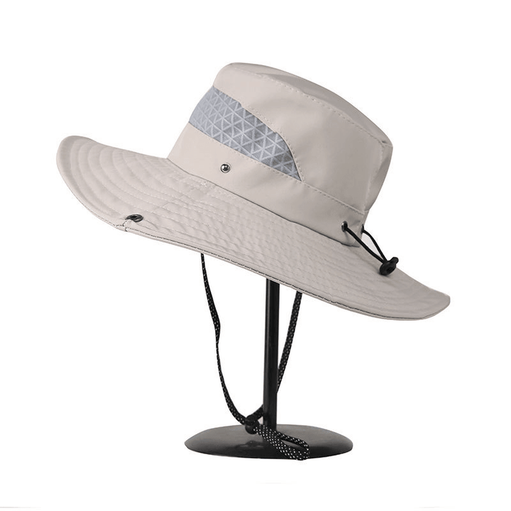 Solid Color Men'S Sun Outdoor Fishing Hat Wide Eaves Uv Proof Beach Women'S Bucket Hat - MRSLM