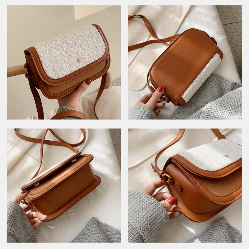 Women Lamb Hair Winter Crossbody Bag Shoulder Bag - MRSLM