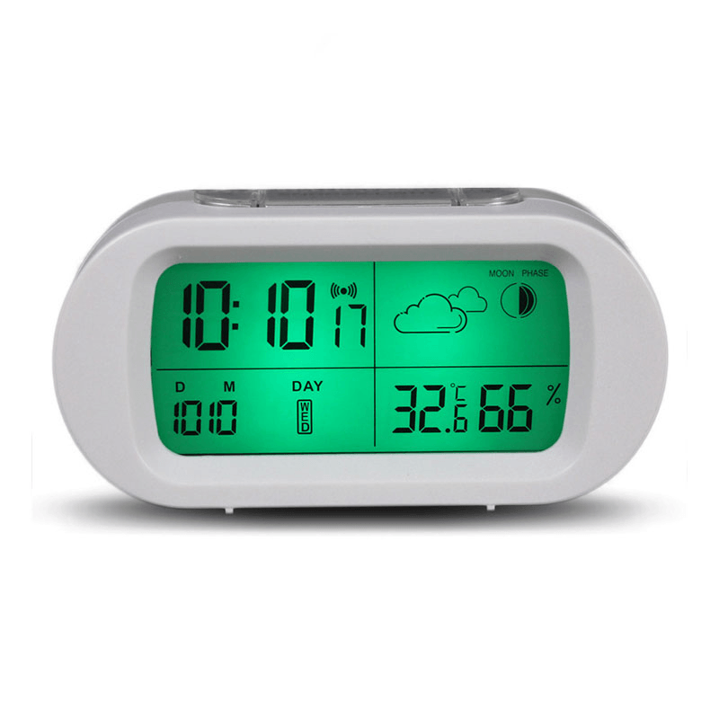 HC-102 Digital Time Thermometer Date Weather Display Snooze Mode Alarm Clock with LCD Screen - MRSLM