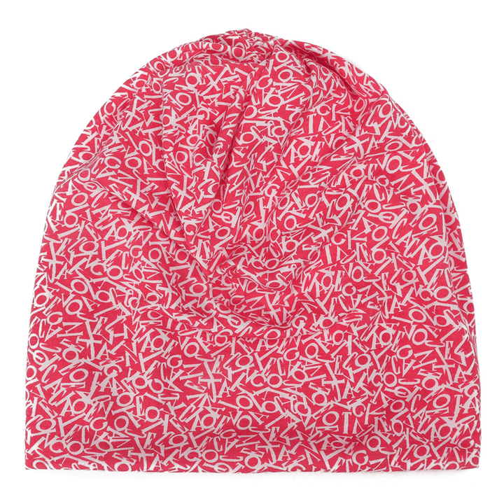 Unisex Cotton Beanie Multi-Purpose Letters Print Scarf Cap - MRSLM