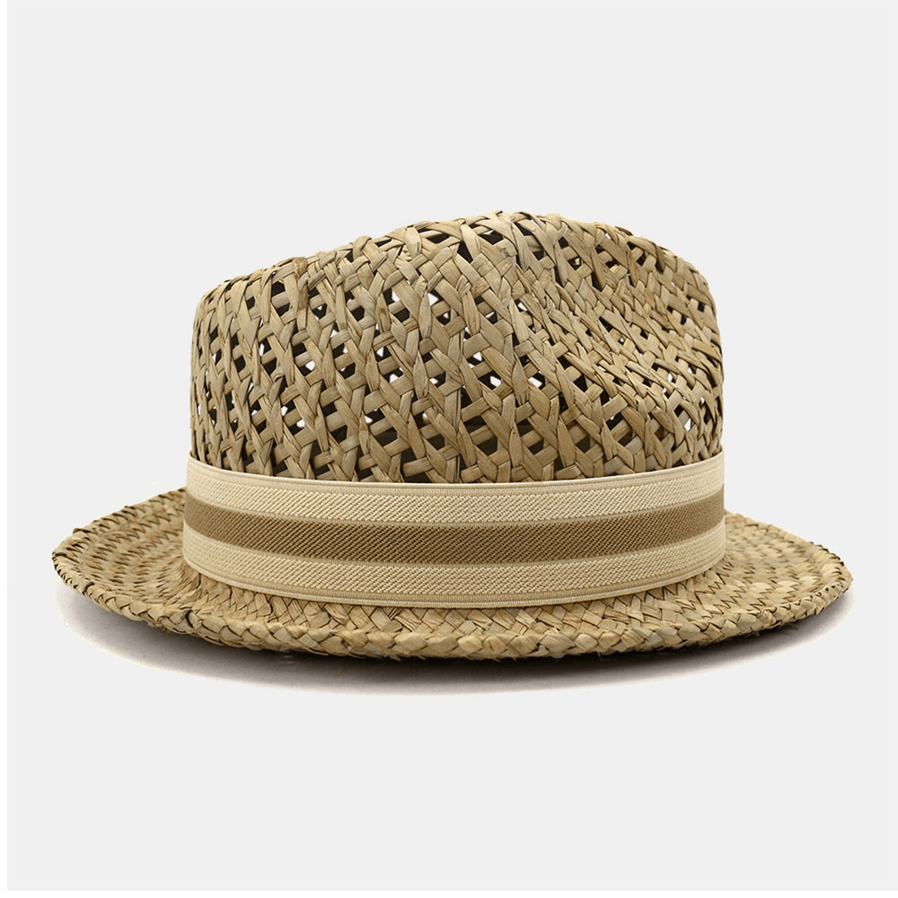 Unisex Sunscreen Travel Beach Sun Hat British Style Elegant Seaside Jazz Hat Straw Hat - MRSLM