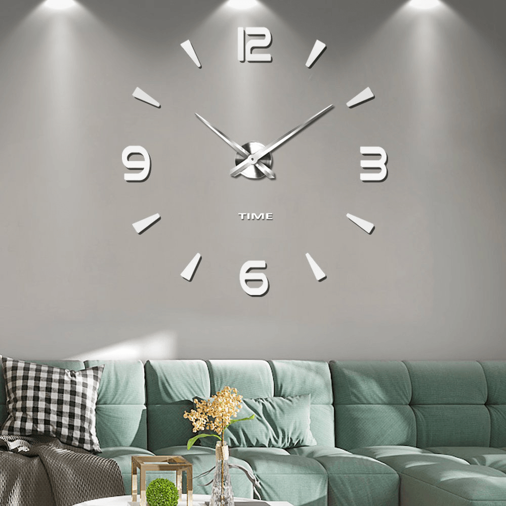 Frameless Large 3D DIY Wall Clock Mute Mirror Stickers Home Office School Decoration - MRSLM