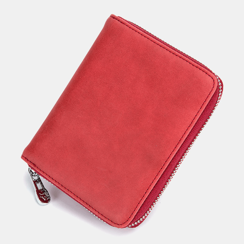 Women Genuine Leather RFID Anti-Theft Organ Design Milti-Card Slot Card Bag Card Holder Wallet - MRSLM