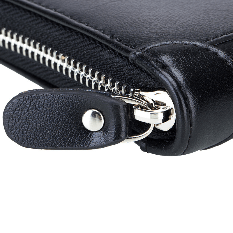 Large Capacity RFID Genuine Leather Men Women Casual Zipper Creddit Card Holder - MRSLM