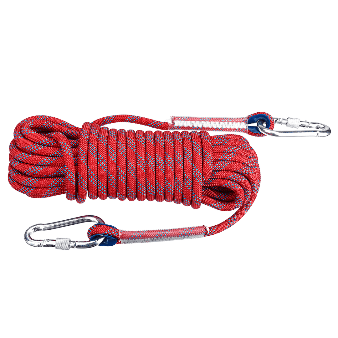 30Mx10Mm Double Buckle Professional Rock Climbing Rope Outdoor Sports Survival Downhill Safety Rope - MRSLM