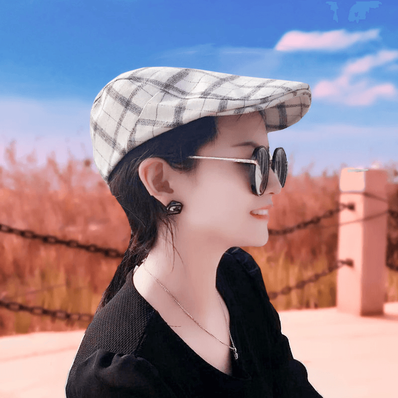 Peaked Cap Forward Cap Plaid Baseball Cap Visor Beret Sun Hat - MRSLM