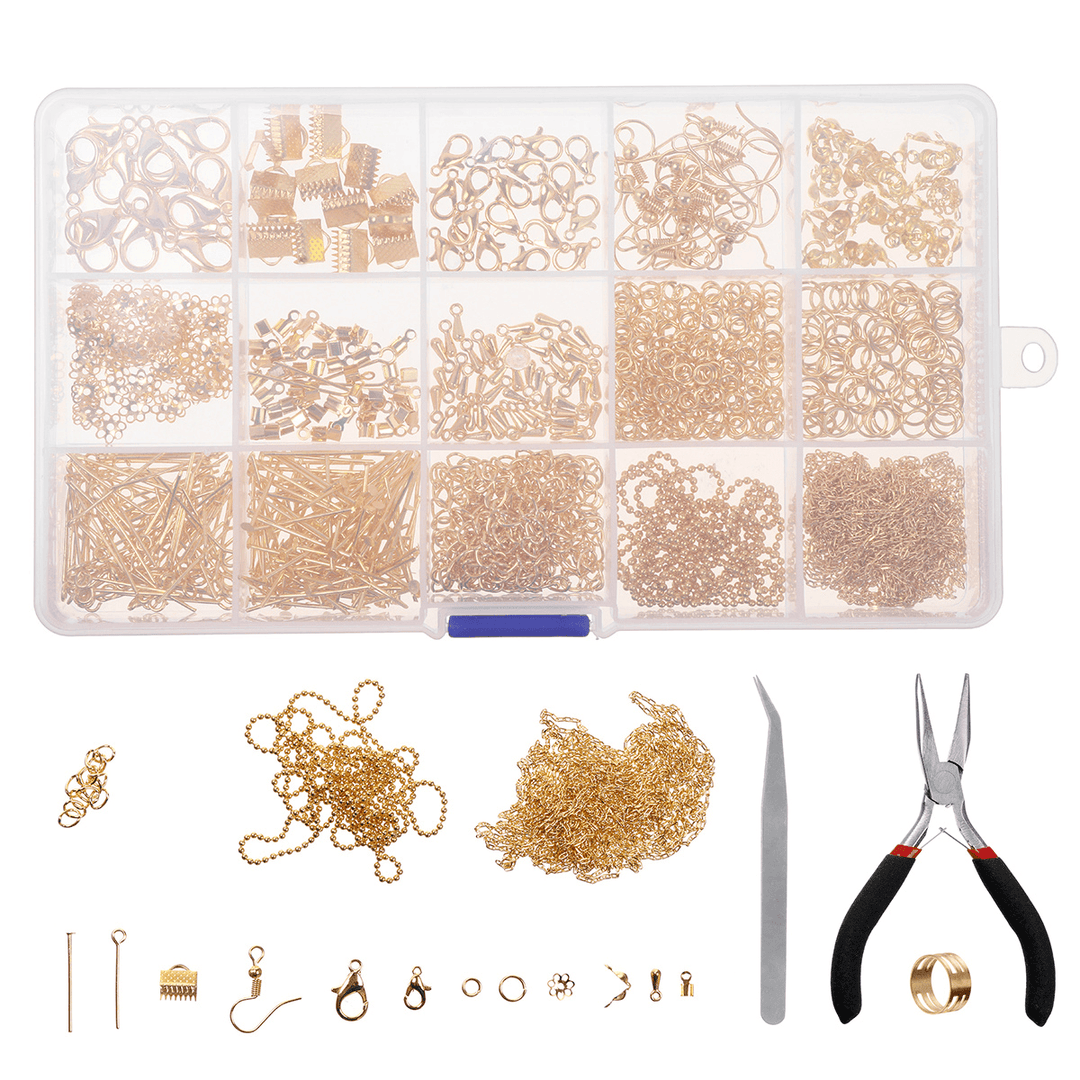 870Pcs Gold/Silver/Bronze Repair Metal Tools DIY Craft Supplies Jewelry Making - MRSLM