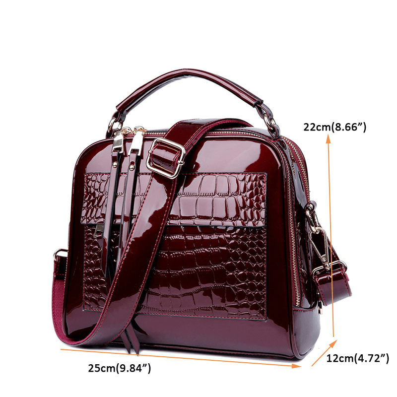 Women Patent Leather Seashell Bag Portable Diagonal Bag - MRSLM