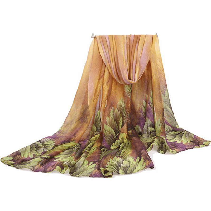 180CM Women Voile Coral Flower Printing Scarf Casual Oversize Warm Soft Scarves Shawls - MRSLM