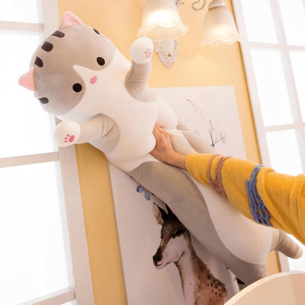 110/130Cm Cute Plush Cat Doll Soft Stuffed Pillow Doll Toy for Kids - MRSLM