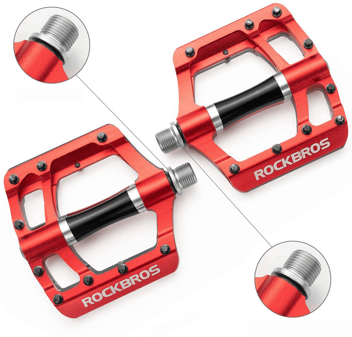 ROCKBROS MTB Pedales Bike Pedals Flat Pedals Aluminum 9/16" Non-Slip Sealed Bearing 21PCS Cleats Alloy Bicycle Platform Pedals - MRSLM