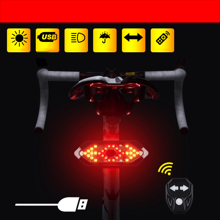 BIKIGHT Waterproof High Brightness High Decibel Wireless Remote Control Warning Bicycle Light Bike Taillight with Warning Horn - MRSLM