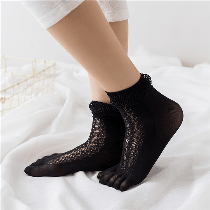 Women Mesh Absorbent Sweat Five Toe Socks - MRSLM