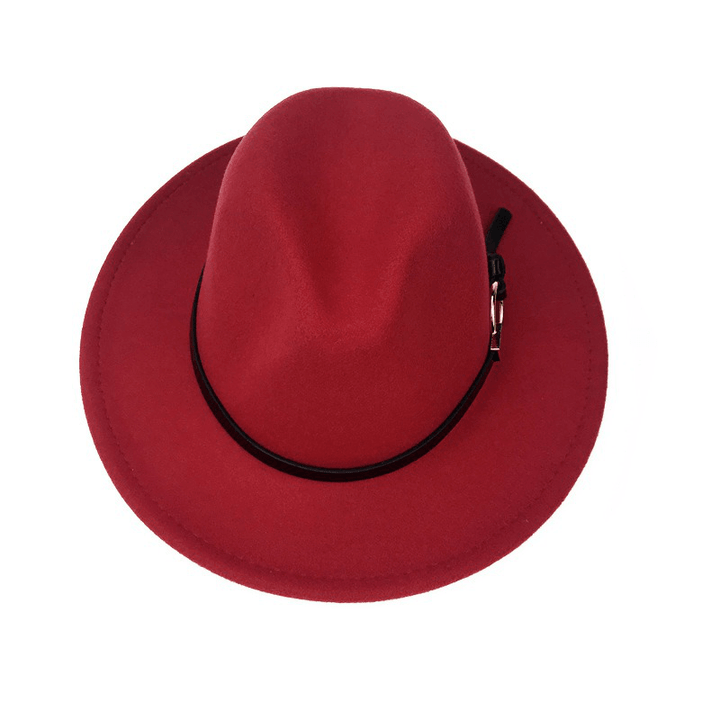 Men Women Vintage Felt Panama Style Beach Hat England Wide Brimmed Top Hat - MRSLM