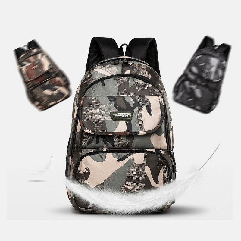 Men Large Capacity Camouflage Waterproof Student School Bag 15.6 Inch Laptop Bag Travel Outdoor Backpack - MRSLM