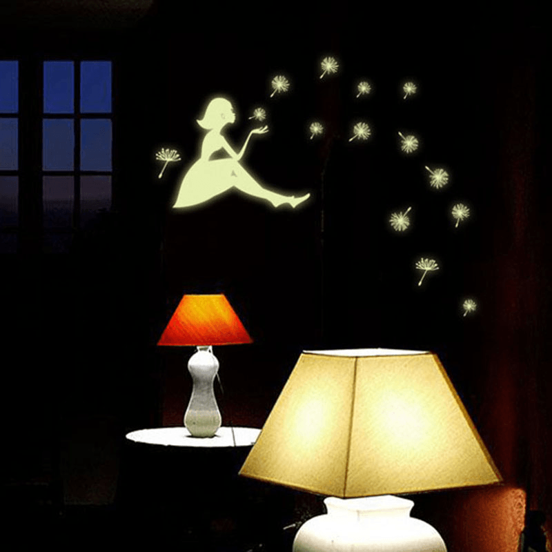 Dandelion Girl Stars Fluorescent Luminous Paste Stickers Night Light Living Room Decor Wall Sticker - MRSLM