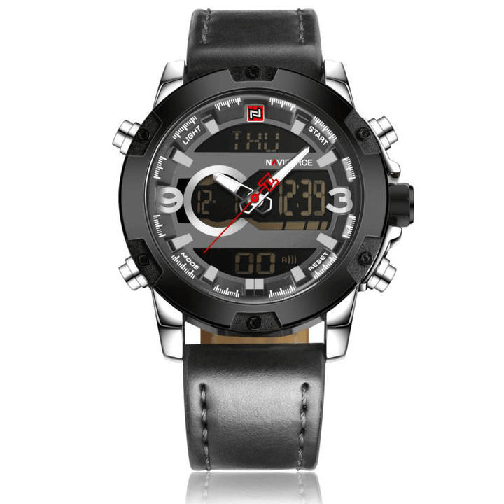 NAVIFORCE NF9097 Fashion Men Dual Display Watch Luxury Leather Strap Sport Watch - MRSLM