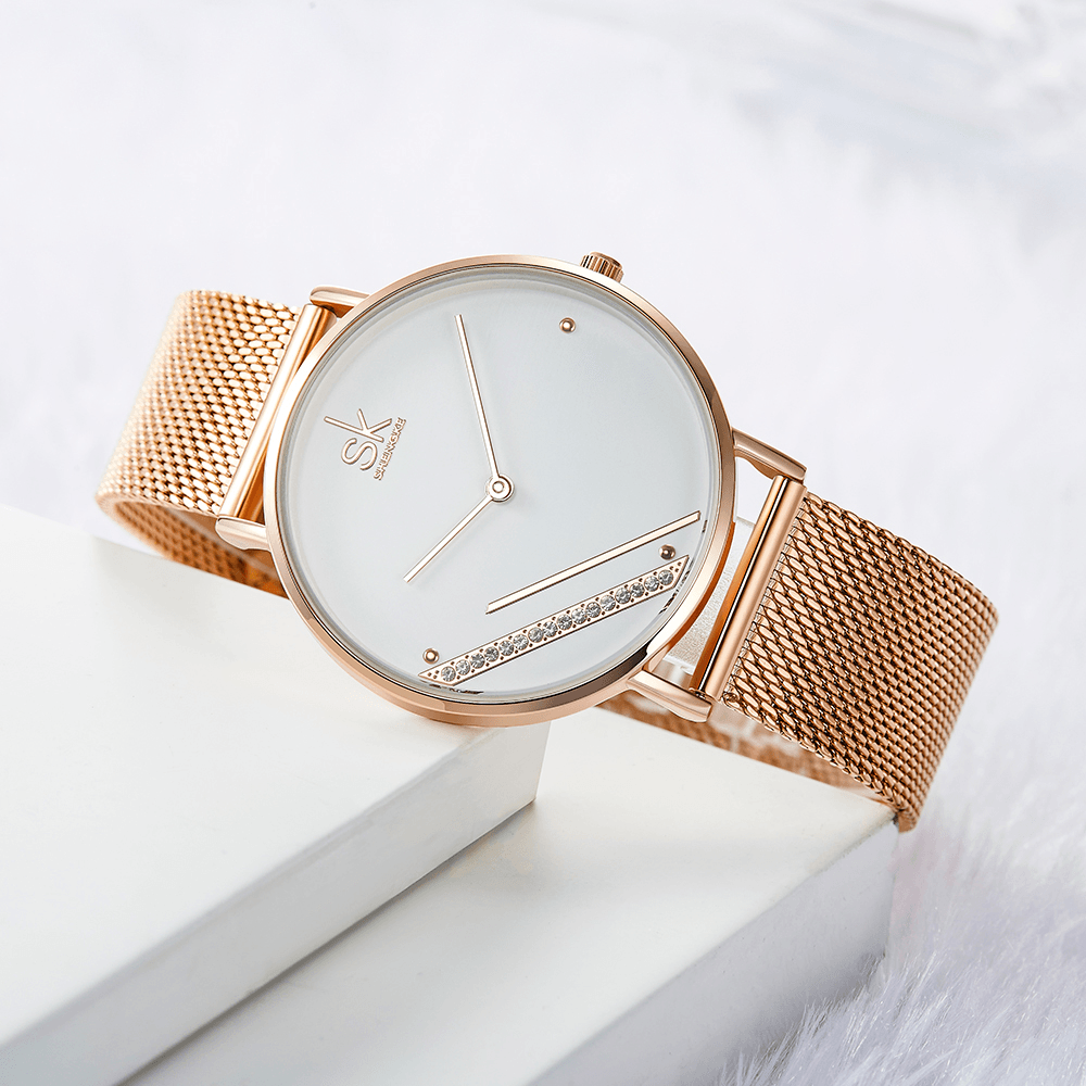 SHENGKE SK Creative Crystal Dial K0106 Women Fashion Simple Ladies Dress Elegant Quartz Watch - MRSLM