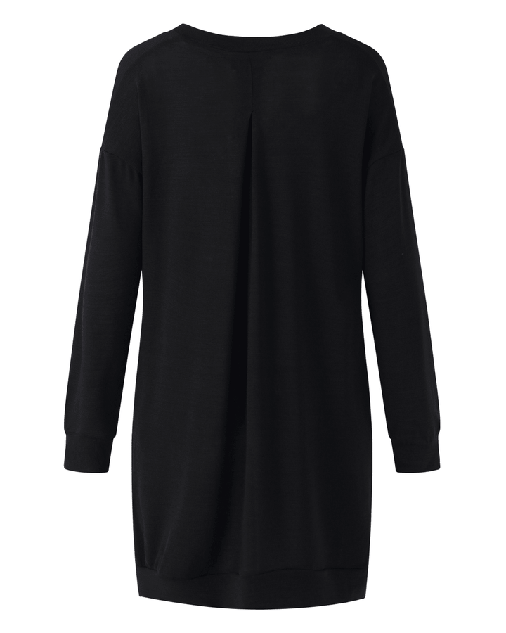 Women Long Sleeve Side Split Loose Casual Pullover Sweatshirt Dress with Pockets - MRSLM