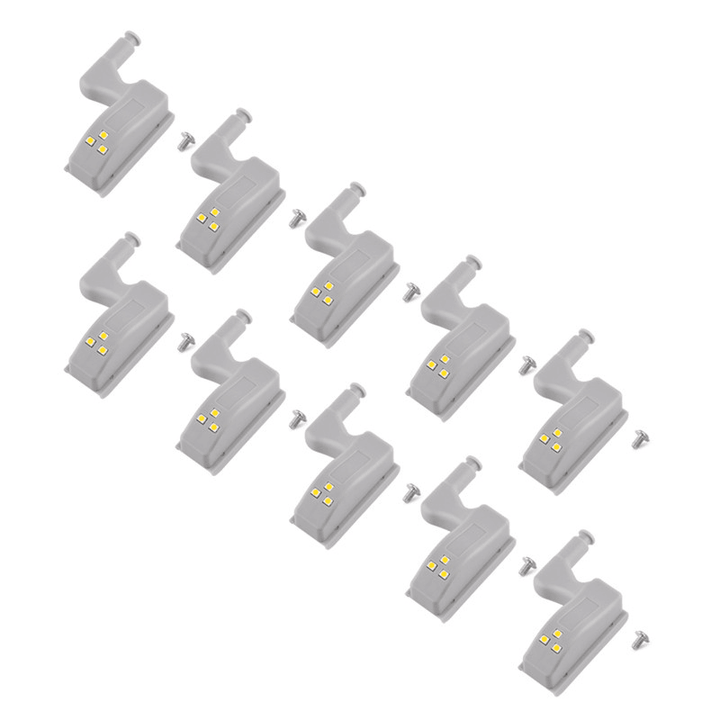 10Pcs LED Sensor Hinge Light under Cabinet Light Cupboard Inner Hinge Lamp for Wardrobe Closet Kitchen Night Light - MRSLM