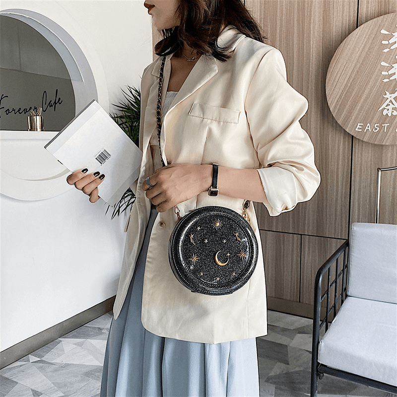 Women PU Chain Galaxy round Crossbody Bag - MRSLM