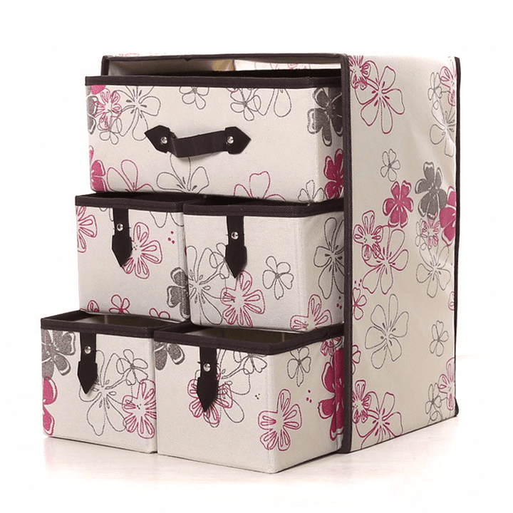 Three Layer Storage Box Five Drawer Non-Woven Underwear Cosmetic Makeup Sundries Organizer - MRSLM