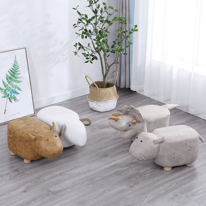 Solid Wood Animal Shape Ottomans Footstools Sofa Padded Cushion Rest Seat Footstool Pouffe Stool - MRSLM