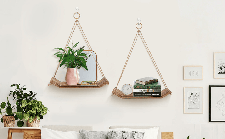 AGSIVO Wall Unit Retro Wood Industrial Style Metal Shelf Rack Storage for Home Hanging Crafts Decoration - MRSLM