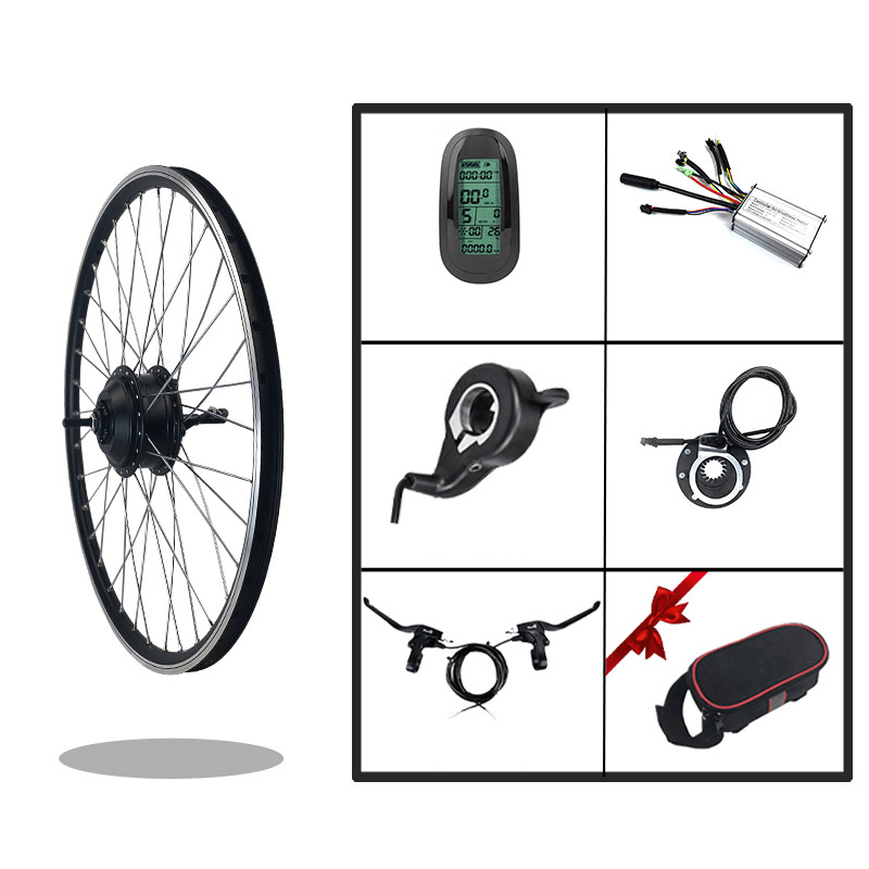 BIKIGHT 26" KT-LCD6 Display Ebike Conversion Kit 24V 250W Front Drive Motor Bike Wheel Hub Motor Electric Bicycle Conversion Kit - MRSLM