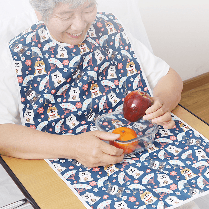 Elderly Patient Adult Waterproof Bib Feeding Drinking Anti-Leak Clothes Protector for Adult Mealtime Bib - MRSLM