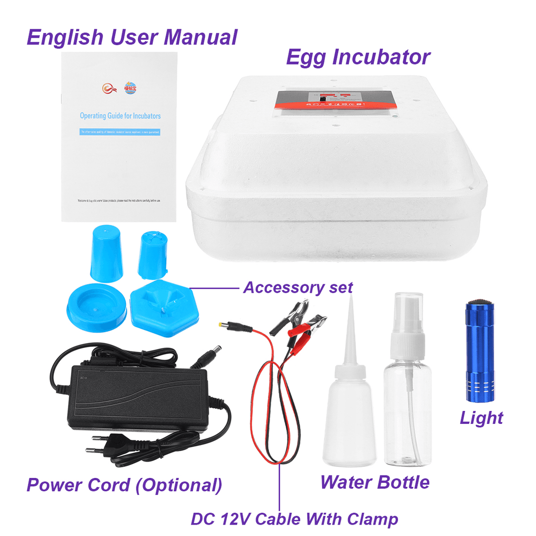 110/220V 70Pcs Eggs Incubator Fully Automatic Egg Hatcher Machine LED Turner Chicken Duck - MRSLM