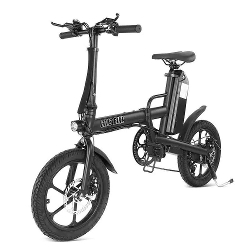 CMSBIKE F16-PLUS 13Ah 250W Black 16 Inches Folding Electric Bicycle 25Km/H 80Km Mileage Intelligent Variable Speed System Electric Bike - MRSLM