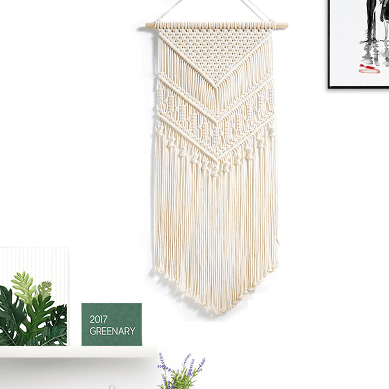 Woven Macrame Plant Hanger Wall Hanging Bohoes Wall Art with Tassels Home DIY Hanging Craft Decorations - MRSLM