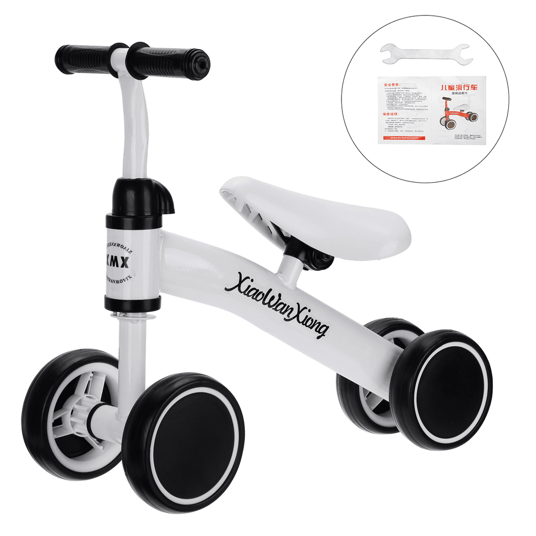 12 Inch 4 Wheels Kids No Pedal Balance Bikes for Aged 1-3 Toddler Children Bicycle with Non-Pneumatic EVA Tires Blance Training - MRSLM