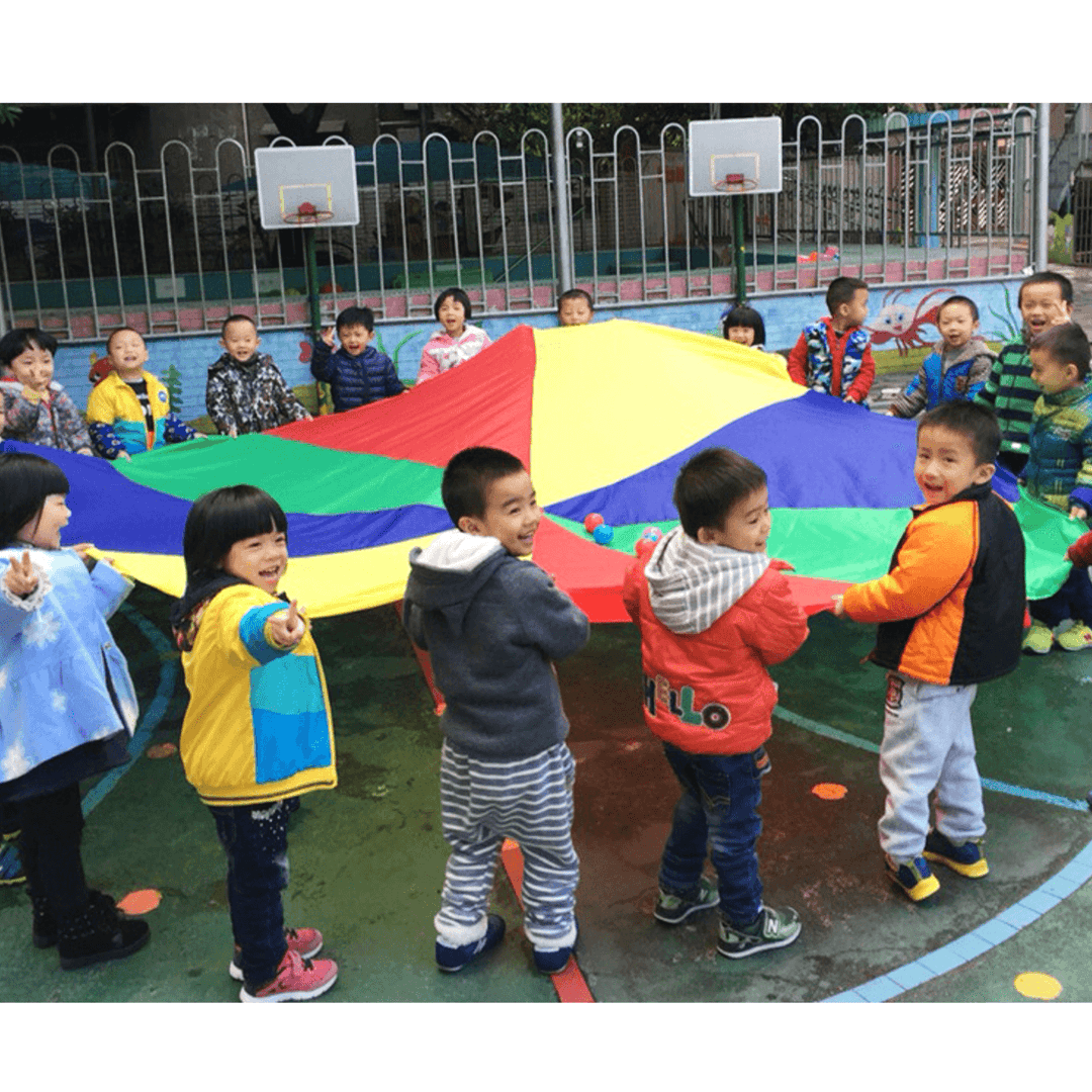 20Ft/6M Kids Play Rainbow Parachute Outdoor Game Park Flyer Development Exercise - MRSLM