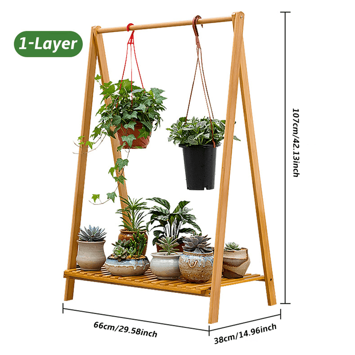 MUMAREN NZXGHJ Wooden Flower Stand Plant Display Balcony Garden Living Decoration 1/2 Layers - MRSLM