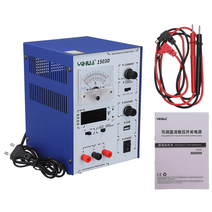 YIHUA 1503D 15V 3A 110V/220V Precision Variable Dual Digital DC Power Supply Lab Test - MRSLM