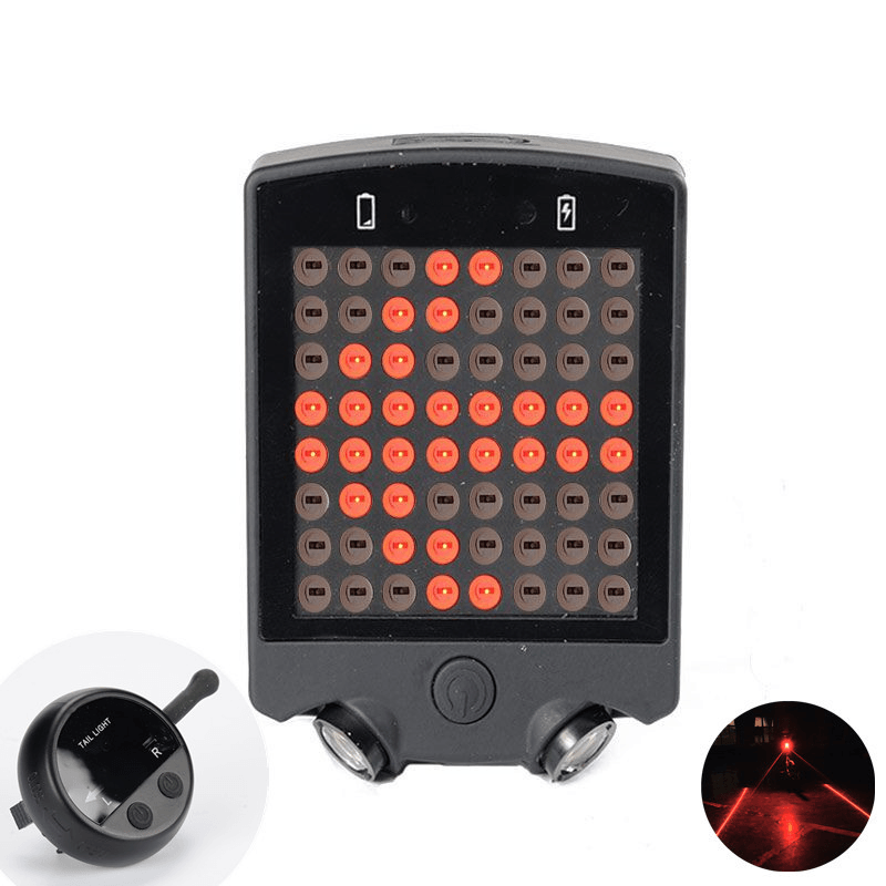 64 LED Wireless Remote Laser Bicycle Rear Tail Light Bike Turn Signals Safety Warning Light - MRSLM