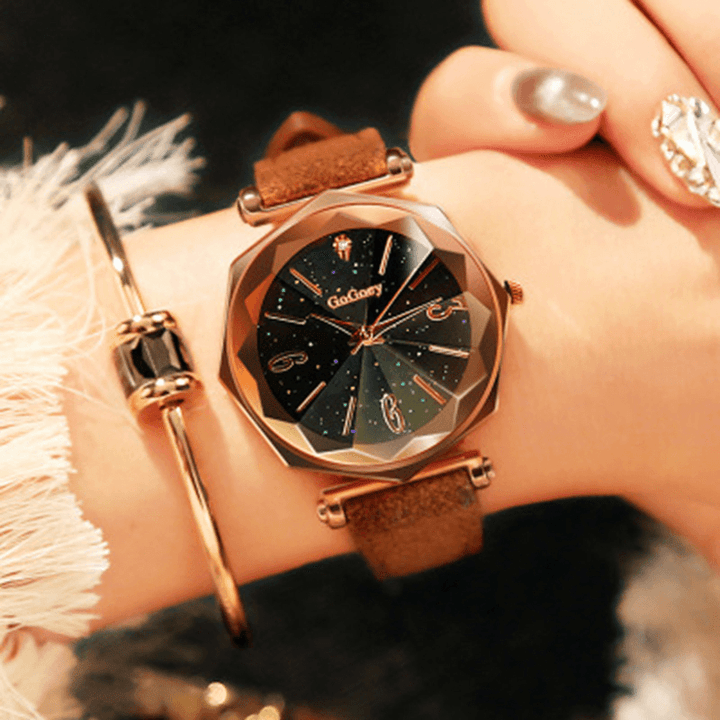 DEFFRUN 230 Elegant Starry Sky Decoration Mesh Steel Fashion Women Watch Quartz Watch - MRSLM