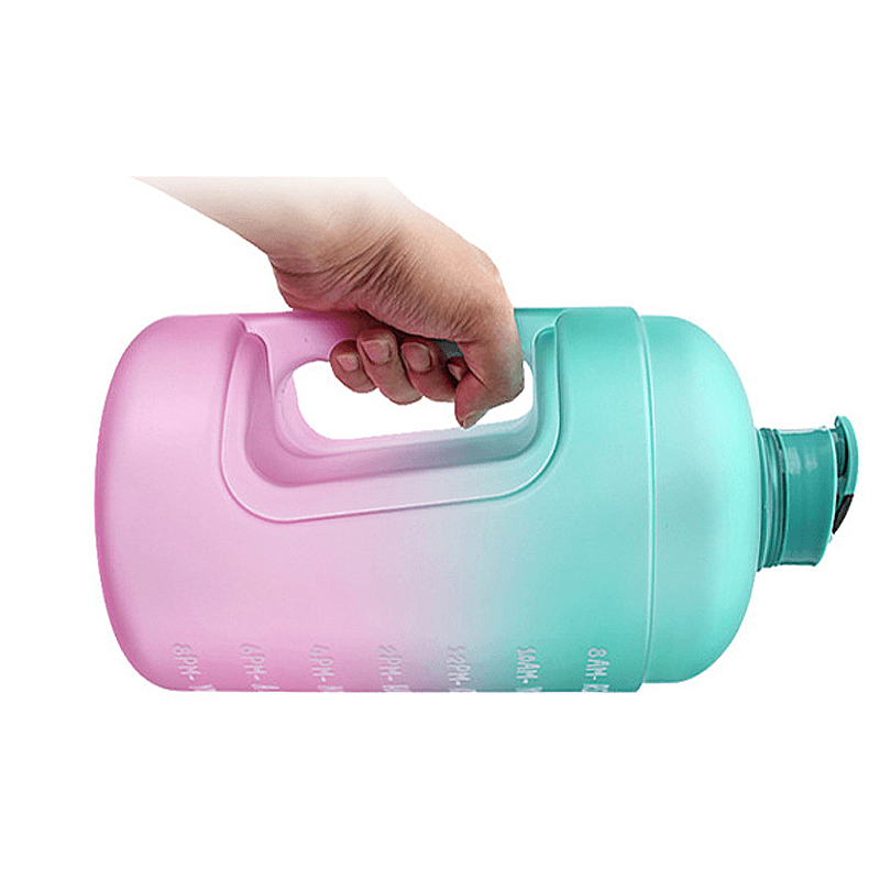 1 Gallon/3.78L PETG Time Marker Water Bottles Large High Capacity Training Water Jug with Leakproof Cap Wide-Mouth Jug Cup 2 Lids for Sports Gym Camping Travel - MRSLM