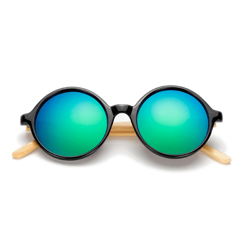 Unisex Vintage Retro round UV400 Sun Glassess Handmade Bamboo Leg Shades Eyewear Glasses - MRSLM