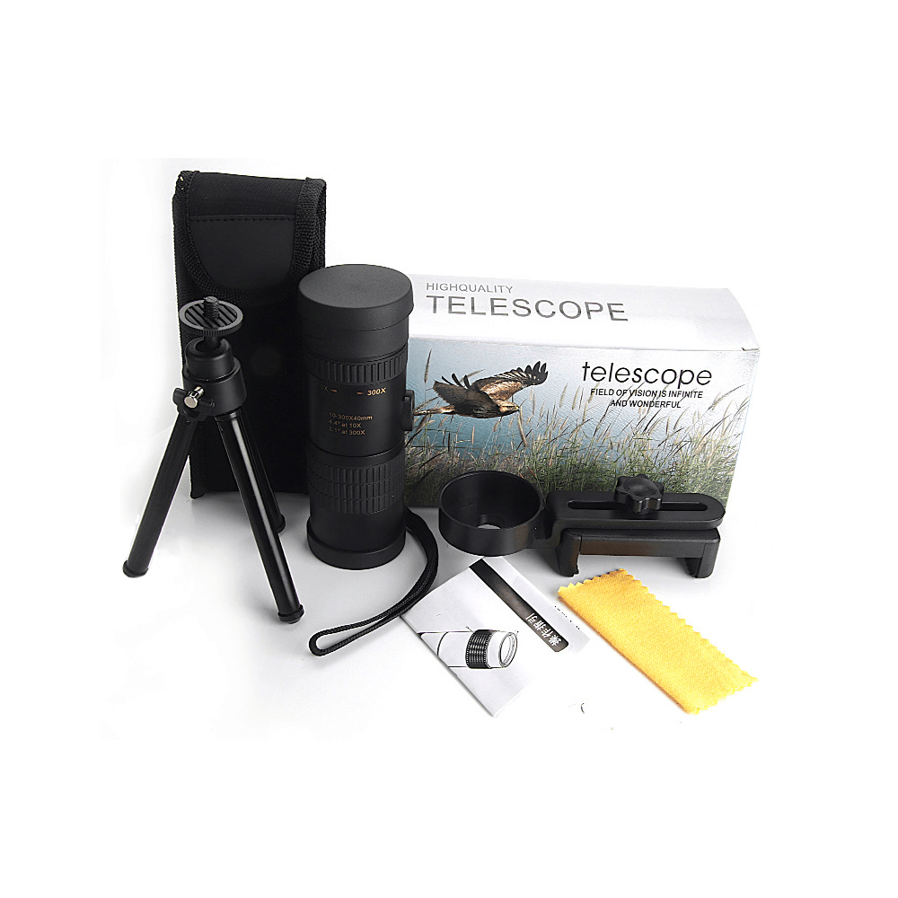 Ipree® 10-300X40 Zoom Telescope Metal Professional HD Monocular Retractable Telescopic for Outdoor Camping Travel - MRSLM