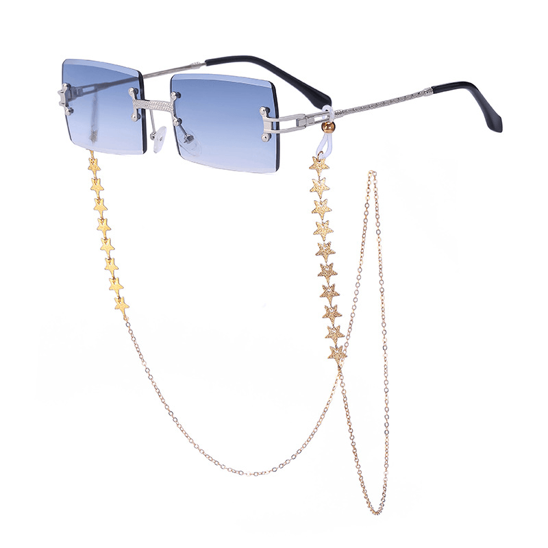 Women'S Rimless Diamond Cut Chain Sunglasses - MRSLM